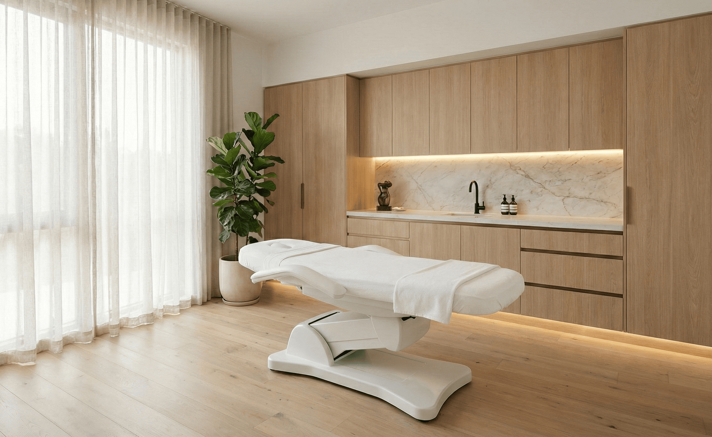 Modern clinic interior with treatment room